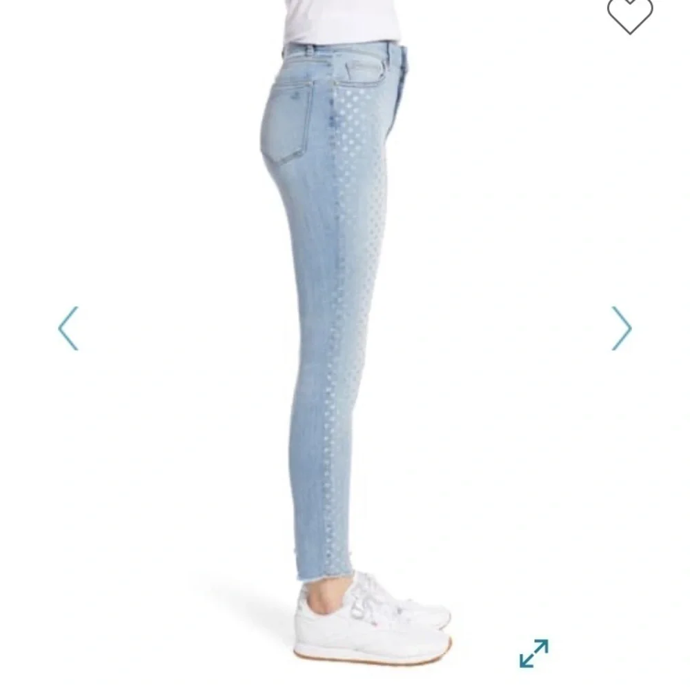 - NWT DL1961 Light Blue High Rise Farrow Skinny Jeans Metallic Dot Accents